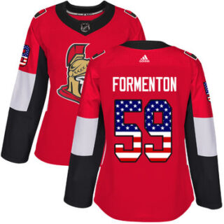 Women's Ottawa Senators Alex Formenton Authentic Red Jersey NHL #59 USA Flag Fashion