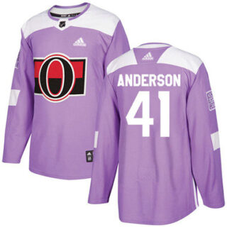 Youth Ottawa Senators #41 Craig Anderson Purple Authentic Fights Cancer Stitched NHL Jersey
