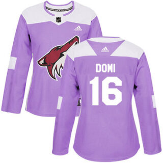 Women's Arizona Coyotes #16 Max Domi Purple Authentic Fights Cancer Stitched NHL Jersey