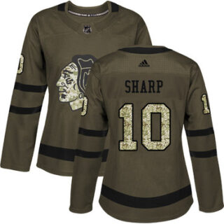 Women's Chicago Blackhawks #10 Patrick Sharp Green Salute to Service Stitched NHL Jersey