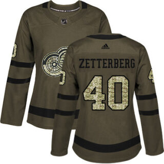 Women's Detroit Red Wings #40 Henrik Zetterberg Green Salute to Service Stitched NHL Jersey