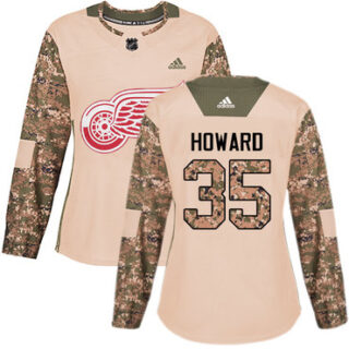 Women's Detroit Red Wings #35 Jimmy Howard Camo Authentic 2017 Veterans Day Stitched NHL Jersey