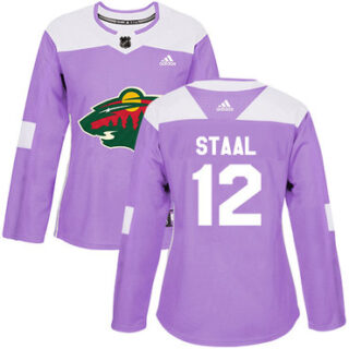 Women's Minnesota Wild #12 Eric Staal Purple Authentic Fights Cancer Stitched NHL Jersey