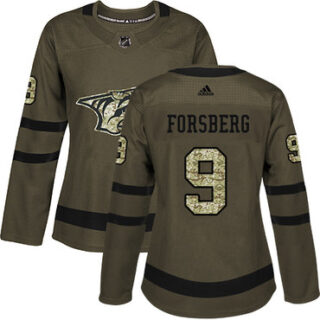 Women's Nashville Predators #9 Filip Forsberg Green Salute to Service Stitched NHL Jersey