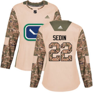 Women's Vancouver Canucks #22 Daniel Sedin Camo Authentic 2017 Veterans Day Stitched NHL Jersey