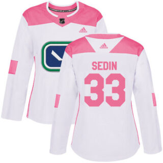 Women's Vancouver Canucks #33 Henrik Sedin White Pink Authentic Fashion Stitched NHL Jersey