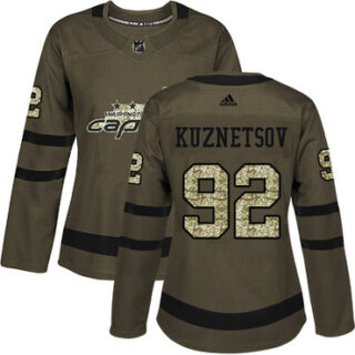 Women's Washington Capitals #92 Evgeny Kuznetsov Green Salute to Service Stitched NHL Jersey
