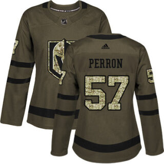 Women's Vegas Golden Knights #57 David Perron Green Salute to Service Stitched NHL Jersey