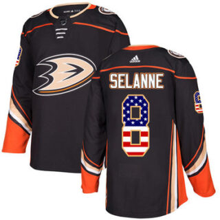 Youth Anaheim Ducks #8 Teemu Selanne Black Home Authentic USA Flag Stitched NHL Jersey