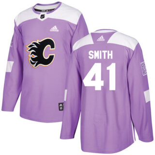 Youth Calgary Flames #41 Mike Smith Purple Authentic Fights Cancer Stitched NHL Jersey