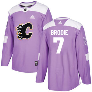 Youth Calgary Flames #7 TJ Brodie Purple Authentic Fights Cancer Stitched NHL Jersey