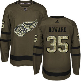Youth Detroit Red Wings #35 Jimmy Howard Green Salute to Service Stitched NHL Jersey