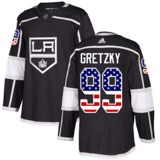 Youth Los Angeles Kings #99 Wayne Gretzky Black Home Authentic USA Flag Stitched NHL Jersey