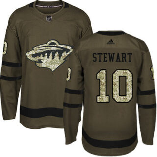 Youth Minnesota Wild #10 Chris Stewart Green Salute to Service Stitched NHL Jersey