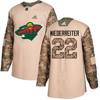 Youth Minnesota Wild #22 Nino Niederreiter Camo Authentic 2017 Veterans Day Stitched NHL Jersey