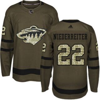 Youth Minnesota Wild #22 Nino Niederreiter Green Salute to Service Stitched NHL Jersey