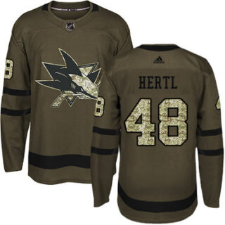 Youth San Jose Sharks #48 Tomas Hertl Green Salute to Service Stitched NHL Jersey