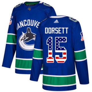 Youth Vancouver Canucks #15 Derek Dorsett Blue Home Authentic USA Flag Stitched NHL Jersey