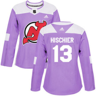 Women's New Jersey Devils #13 Nico Hischier Purple Authentic Fights Cancer Stitched NHL Jersey
