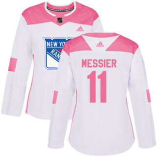 Women's New York Rangers #11 Mark Messier White Pink Authentic Fashion Stitched NHL Jersey