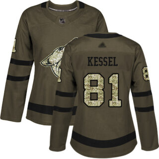 Women's Arizona Coyotes #81 Phil Kessel Green Salute to Service Stitched Hockey Jersey