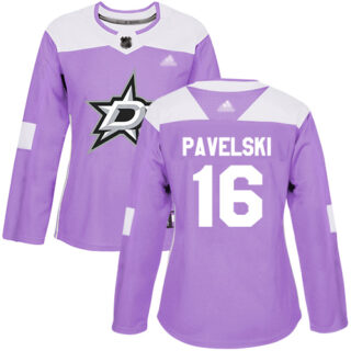Women's Dallas Stars #16 Joe Pavelski Purple Authentic Fights Cancer Stitched Hockey Jersey