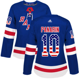 Women's New York Rangers #10 Artemi Panarin Royal Blue Home Authentic USA Flag Stitched Hockey Jersey