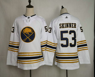 Youth Buffalo Sabres #53 Jeff Skinner White With Gold 50th Anniversary Stitched NHL Jersey