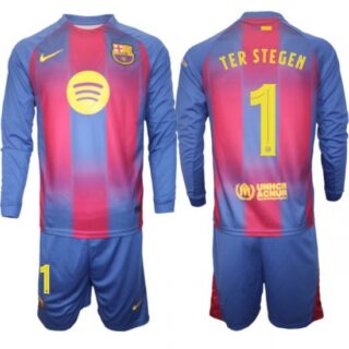 Men FC Barcelona 2026 Soccer Jerseys Red Long #1 TER STEGEN