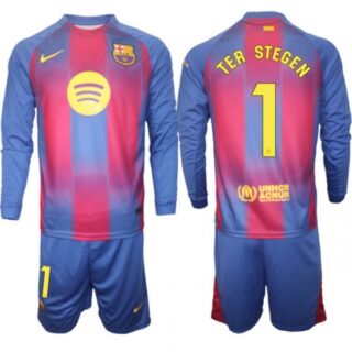 Men FC Barcelona 2026 Soccer Jerseys Red Long #1 TER STEGEN