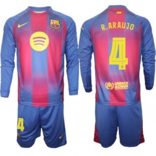 Men FC Barcelona 2026 Soccer Jerseys Red Long #4 R.ARAUJO