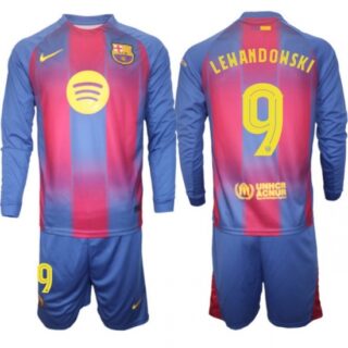 Men FC Barcelona 2026 Soccer Jerseys Red Long #9 LEWANDOWSKI
