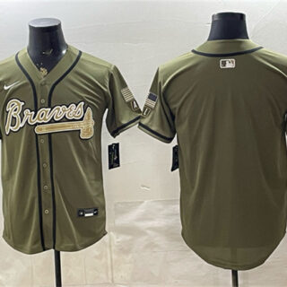 Men's Atlanta Braves Blank Olive 2026 Armed Forces Day Stitched Baseball Jersey
