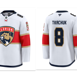 Men's Florida Panthers #8 Brady Tkachuk White Stitched Hockey away jersey