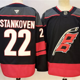 Men's Carolina Hurricanes #22 Logan Stankoven Black 2024-25 Home Stitched Hockey Jersey