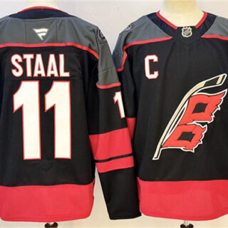 Men's Carolina Hurricanes #11 Jordan Staal Black 2024-25 With C Stitched Hockey Jersey