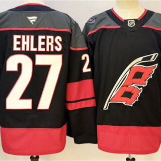 Men's Carolina Hurricanes #27 Nikolaj Ehlers Black 2024-25 Home Stitched Hockey Jersey