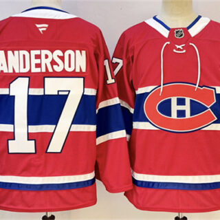 Men's Montreal Canadiens #17 Josh Anderson Red 2024-25 Stitched Jersey