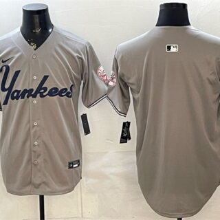 Men's New York Yankees Blank Grey With Patch Limited Stitched Baseball Jersey