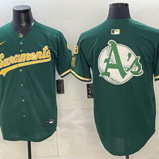 Men's Oakland Athletics Team Big Logo 2026 Green Alternate Sacramento Celebrating 125 Years Vapor Limited Stitched Baseball Jerseys