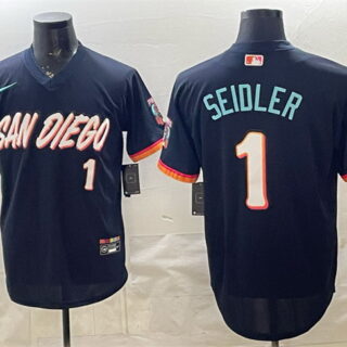 Men's San Diego Padres #1 Peter Seidler Obsidian 2026 City Connect Stadium Stitched Baseball Jersey
