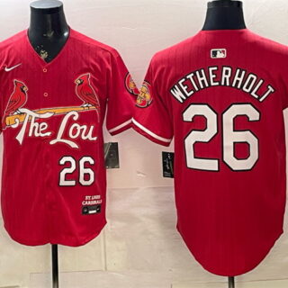 Men's St. Louis Cardinals #26 JJ Wetherholt Red 2024 City Connect Stitched Baseball Jersey