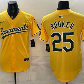 Men's Oakland Athletics #25 Brent Rooker 2026 Yellow Alternate Sacramento Celebrating 125 Years Vapor Limited Stitched Baseball Jersey