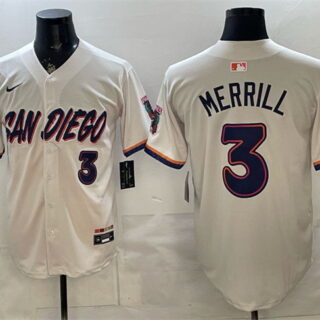 Men's San Diego Padres #3 Jackson Merrill Cream 2026 City Connect Stadium Stitched Baseball Jersey