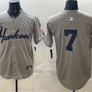 Men's New York Yankees #7 Mickey Mantle Grey With Patch Limited Stitched Baseball Jersey
