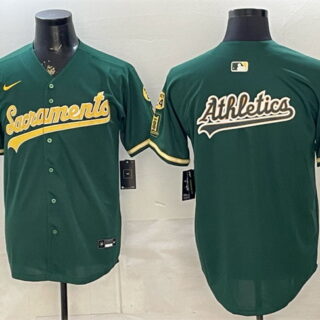 Men's Oakland Athletics Team Big Logo 2026 Green Alternate Sacramento Celebrating 125 Years Vapor Limited Stitched Baseball Jerseys