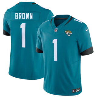 Men's Jacksonville Jaguars #1 Montaric Brown Teal 2026 F.U.S.E. Vapor Untouchable Limited Stitched Jersey