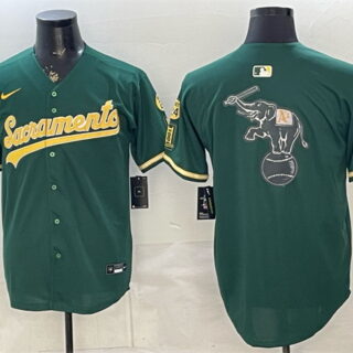 Men's Oakland Athletics Team Big Logo 2026 Green Alternate Sacramento Celebrating 125 Years Vapor Limited Stitched Baseball Jersey