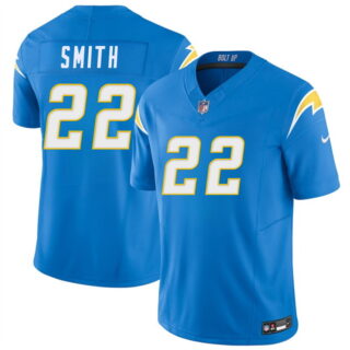 Men's Los Angeles Chargers #22 Genesis Smith Blue 2026 F.U.S.E. Vapor Limited Stitched Football Jersey
