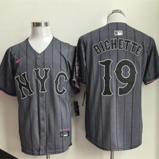 Men's New York Mets #19 Bo Bichette Grey City Connect Stitched Baseball Jersey